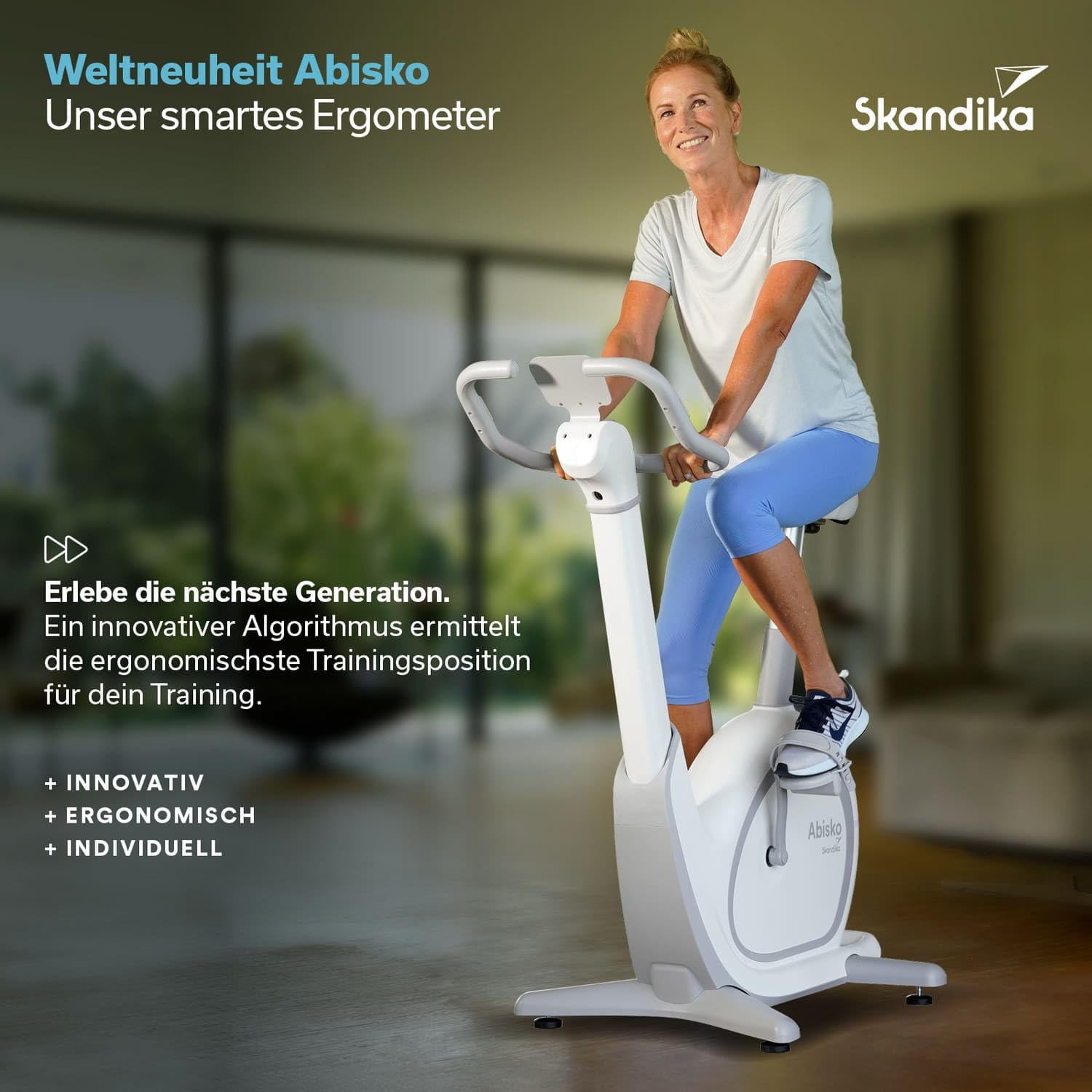 Skandika Ergometer Abisko Weltneuheit | Premium EMS-Widerstand, Smarter Heimtrainer App Steuerung, Automatische Lenker & Satteleinstellung, 36 Widerstandsstufen | Fahrrad Hometrainer für Zuhause