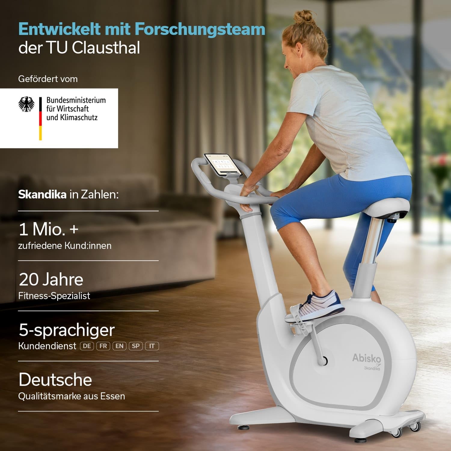 Skandika Ergometer Abisko Weltneuheit | Premium EMS-Widerstand, Smarter Heimtrainer App Steuerung, Automatische Lenker & Satteleinstellung, 36 Widerstandsstufen | Fahrrad Hometrainer für Zuhause