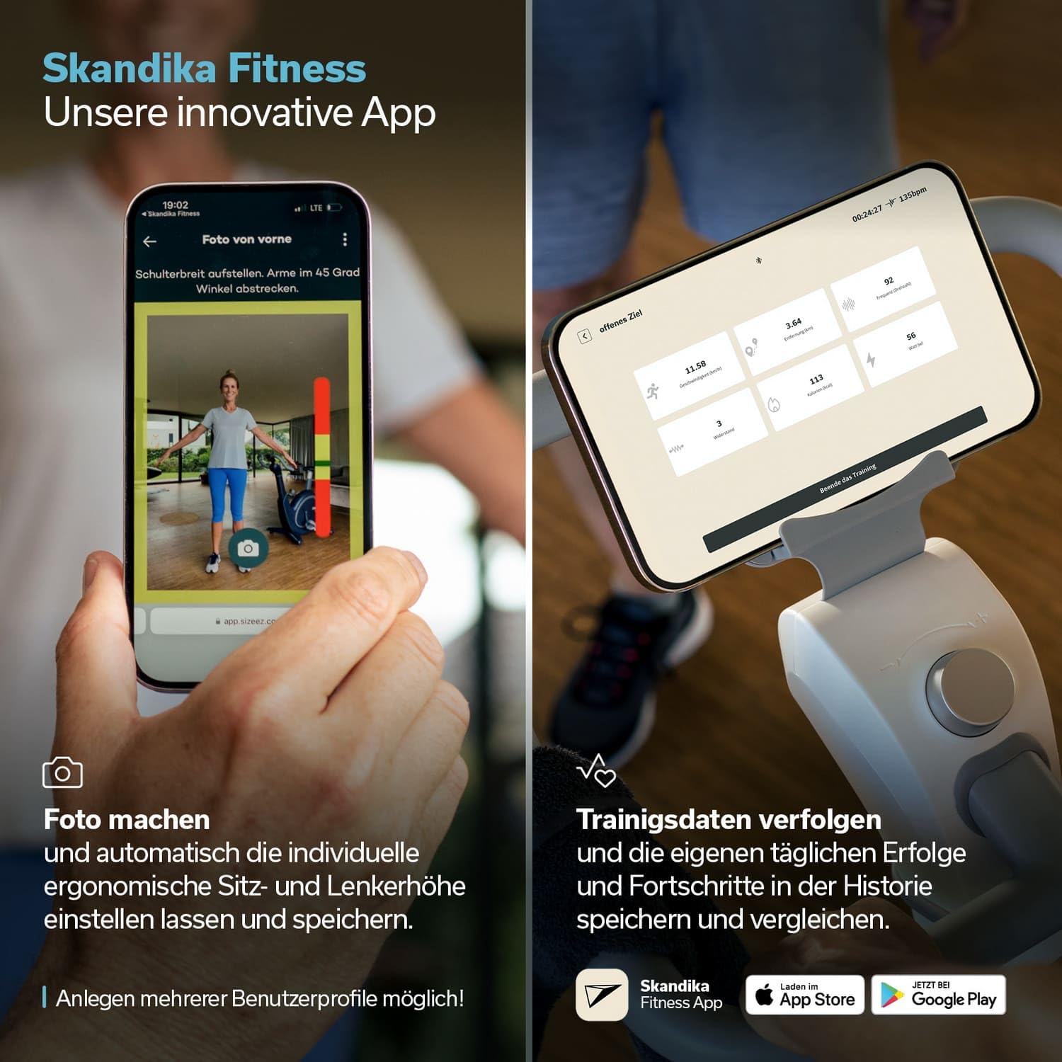 Skandika Ergometer Abisko Weltneuheit | Premium EMS-Widerstand, Smarter Heimtrainer App Steuerung, Automatische Lenker & Satteleinstellung, 36 Widerstandsstufen | Fahrrad Hometrainer für Zuhause