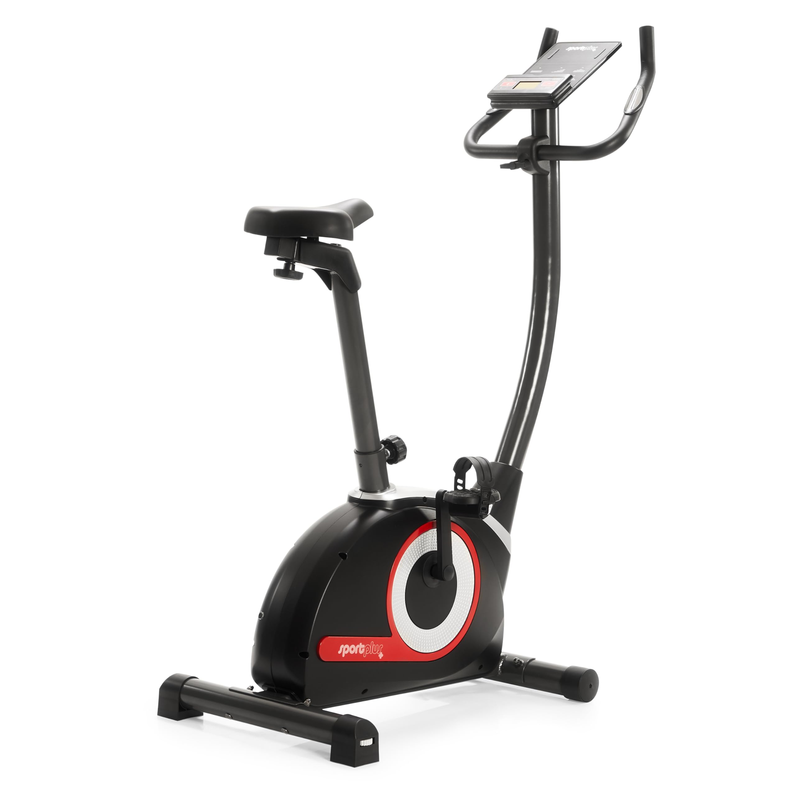 SportPlus Heimtrainer Fahrrad Compact - Fitness Bike mit 24 Widerstandsstufen - Ergometer Heimtrainer integrierte Herzfrequenz-Messer & App kompatibel - Designed in Germany - bis 120kg