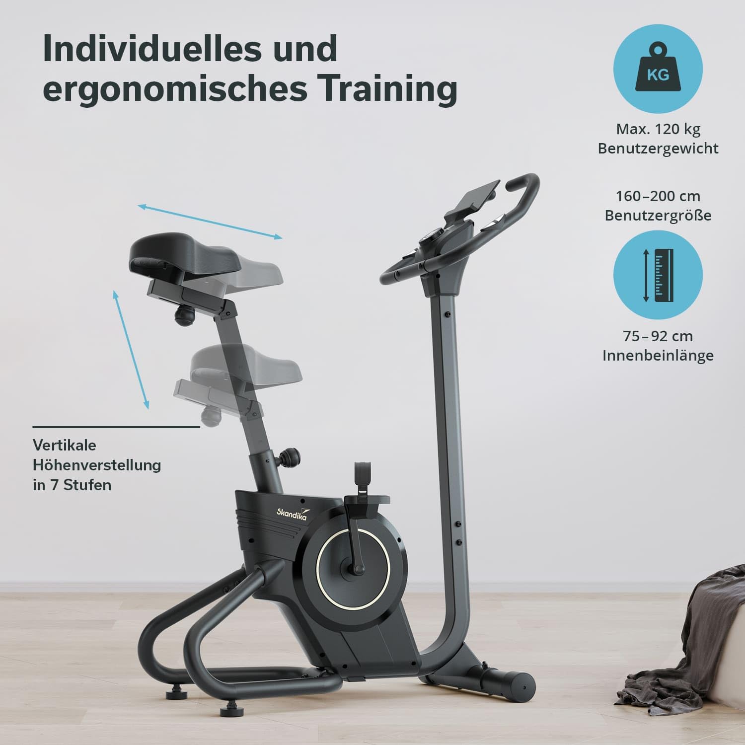 Skandika Heimtrainer Fahrrad Cykling P6-H | Trainingsrad für zuhause, 32 Widerstandsstufen, Handpulssensoren, Bluetooth, Hometrainer Ergometer, Trimmrad, Indoor Bike für Cardio, Sport und Fitness
