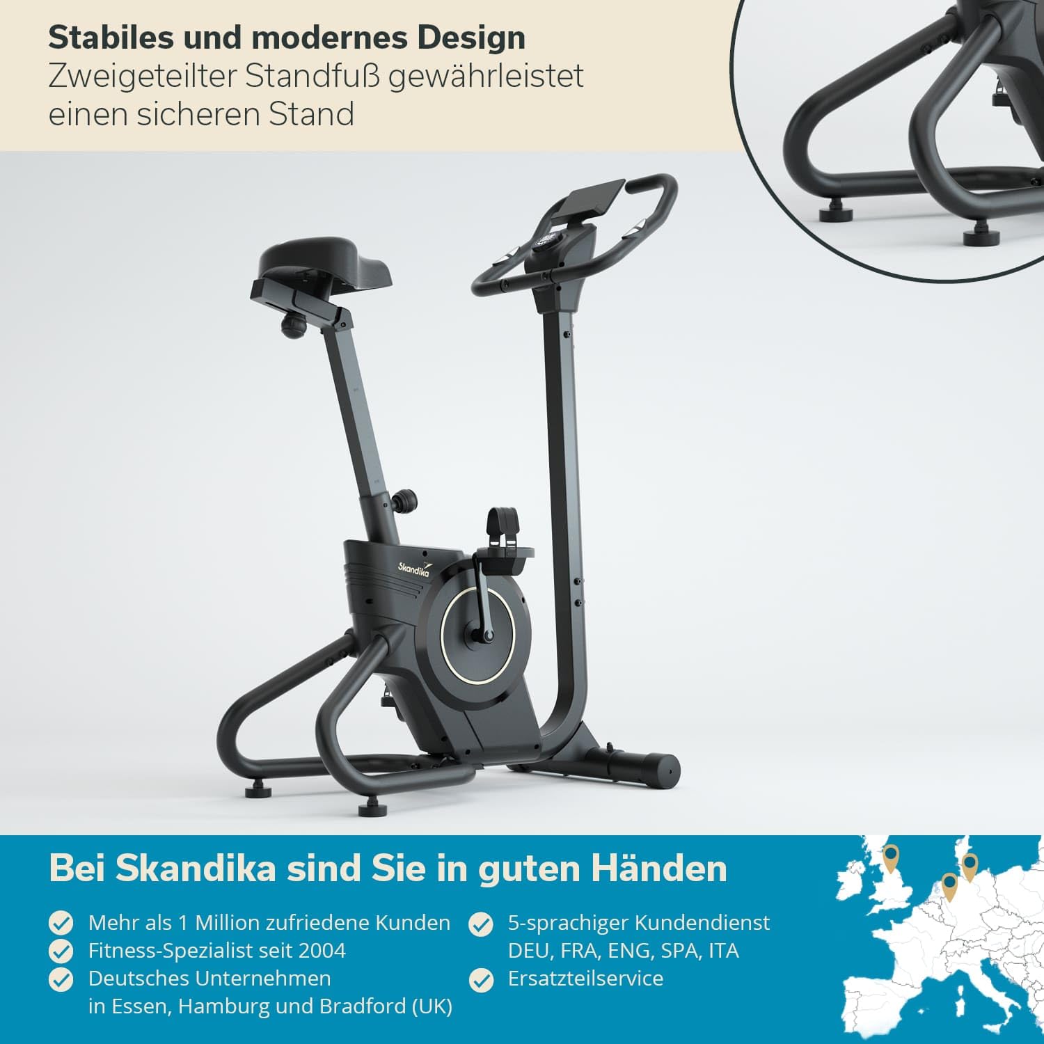 Skandika Heimtrainer Fahrrad Cykling P6-H | Trainingsrad für zuhause, 32 Widerstandsstufen, Handpulssensoren, Bluetooth, Hometrainer Ergometer, Trimmrad, Indoor Bike für Cardio, Sport und Fitness