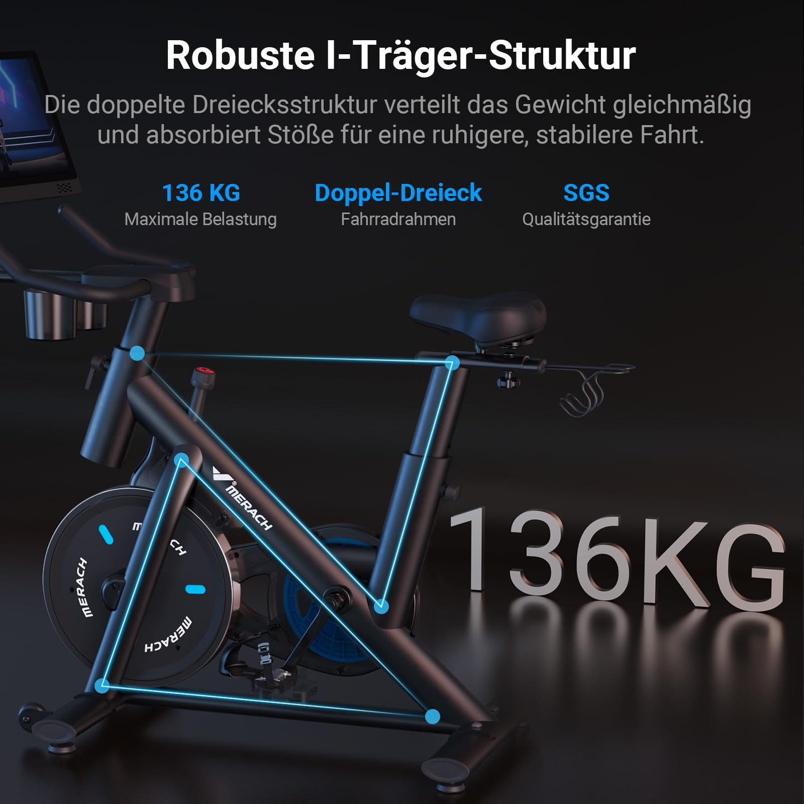 MERACH Heimtrainer Fahrrad mit Magnetischem Widerstand, Hometrainer Fahrrad, Spinning Bike Indoor
