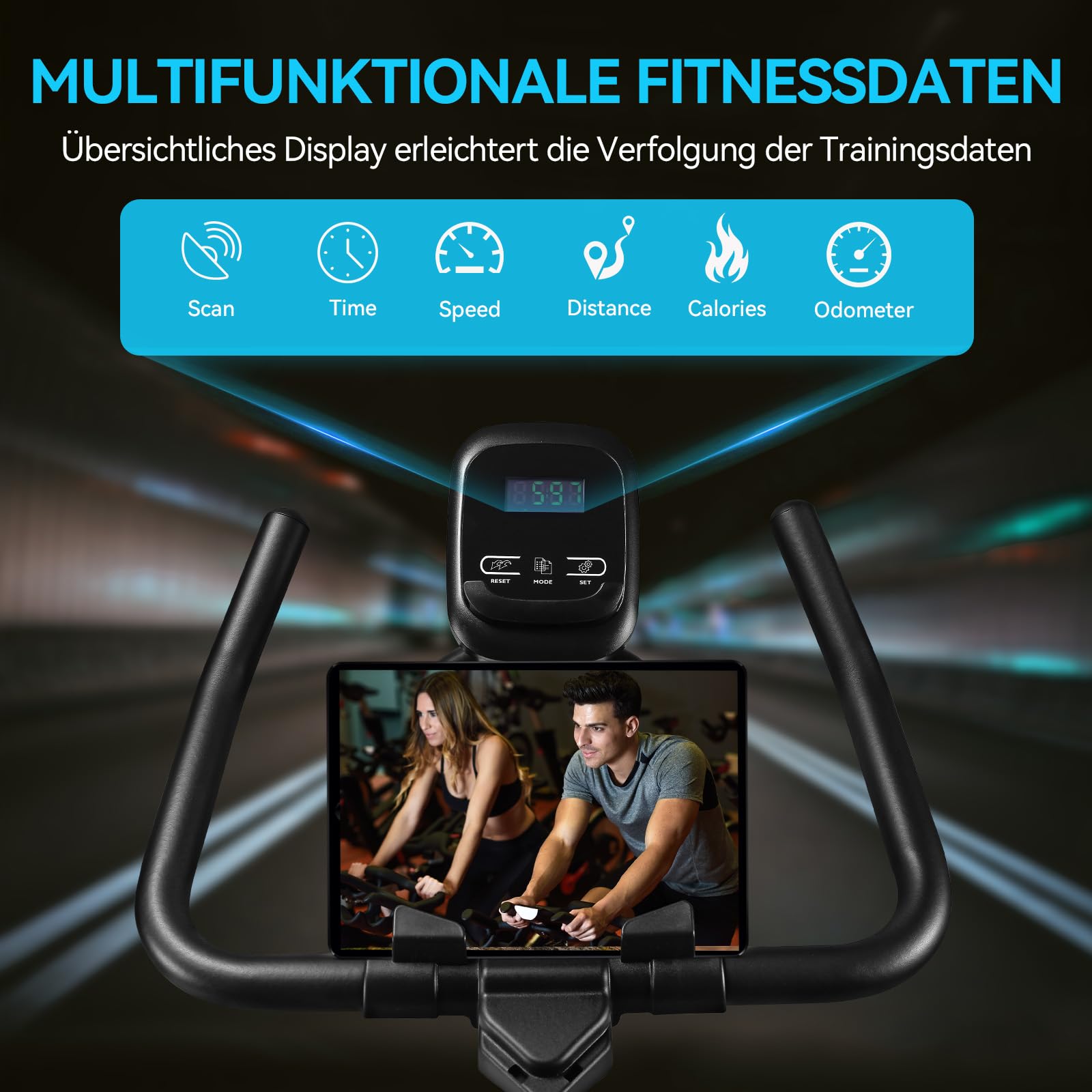 Advamsoler Heimtrainer Fahrrad mit Magnetischem Widerstand, Ergometer Hometrainer Fahrrad mit LCD-Monitor & Tablet-Halter, Leises Inoor Spinning Bike für Cardio-Training zu Hause, Bis 160 KG