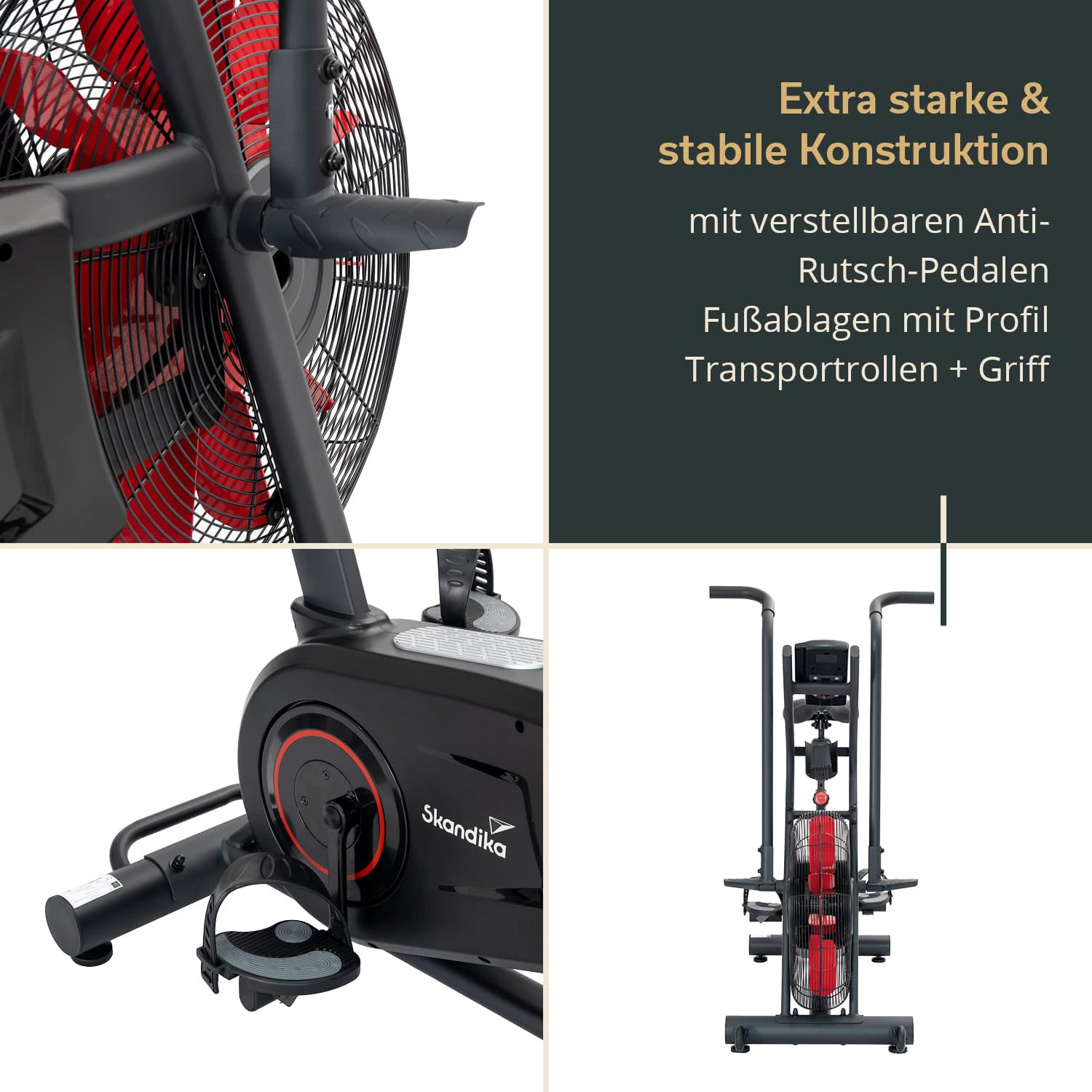 Skandika Airbike Cykling Air | Heimtrainer mit Luftwiderstand, Ganzkörper-Workout für Zuhause, 7 Trainingsprogramme inklusive manuellem Intervalltraining, HIIT, bis 135 kg, bis 200 cm | Spinning Bike