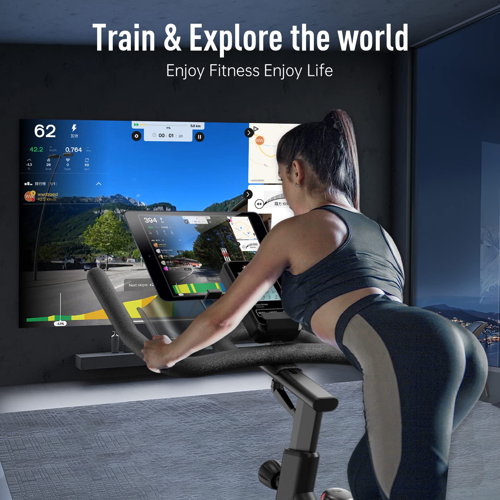 JOROTO X4S Bluetooth Heimtrainer Fahrrad, Ergometer Homtrainer mit lesbarem Magnetwiderstand, Indoor Cycling Bike mit Riemenantrieb - 160KG Belastbar
