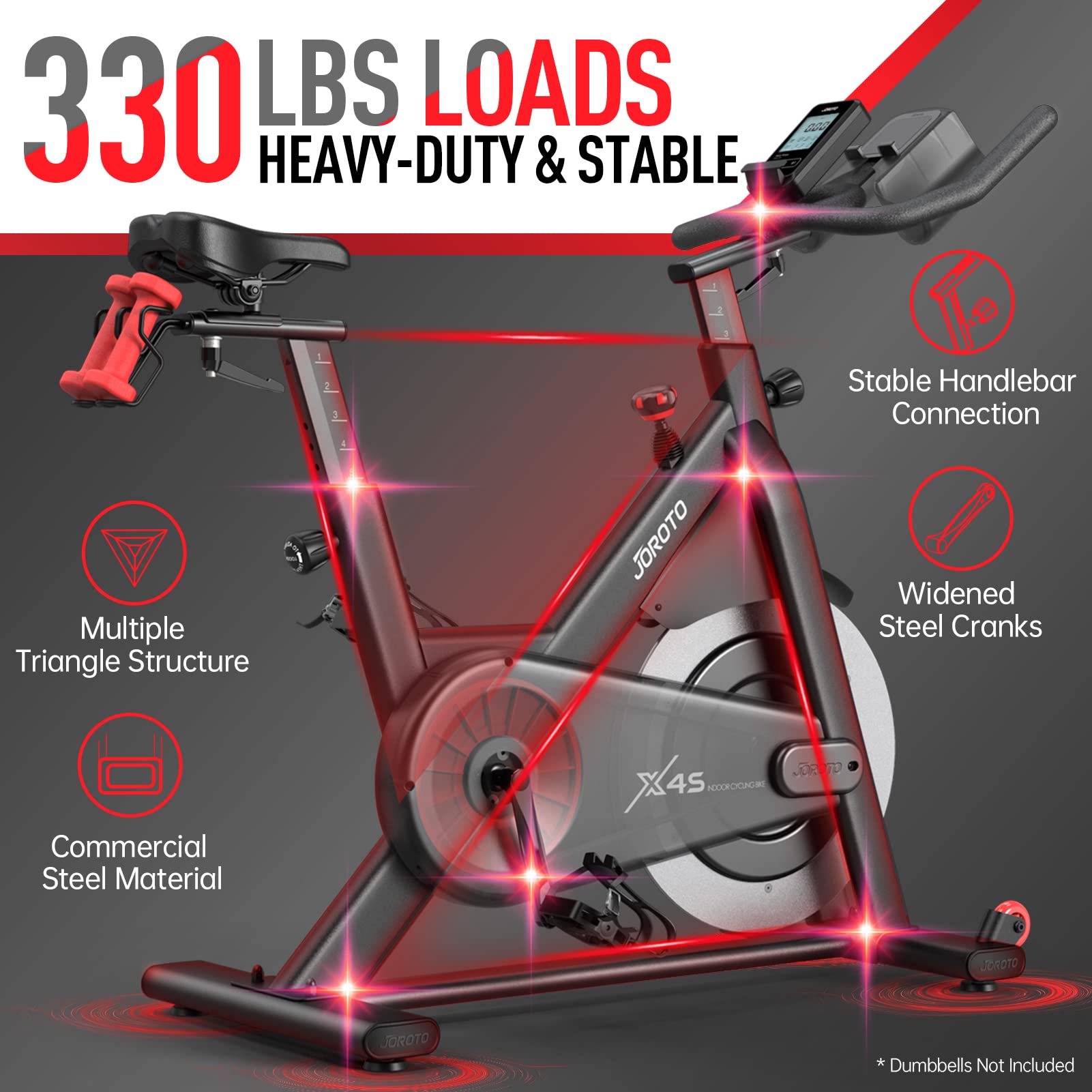 JOROTO X4S Bluetooth Heimtrainer Fahrrad, Ergometer Homtrainer mit lesbarem Magnetwiderstand, Indoor Cycling Bike mit Riemenantrieb - 160KG Belastbar