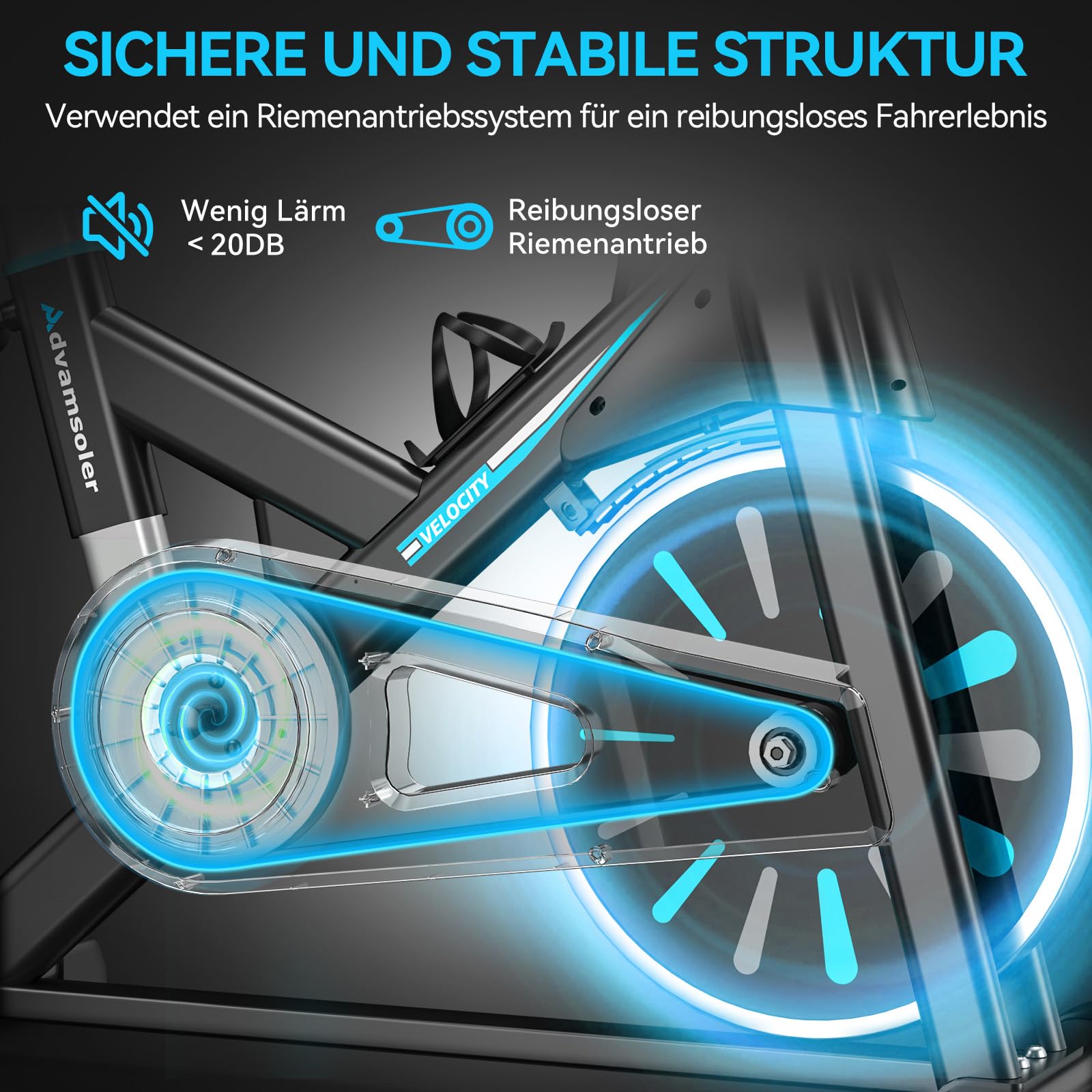 Advamsoler Heimtrainer Fahrrad mit Magnetischem Widerstand, Ergometer Hometrainer Fahrrad mit LCD-Monitor & Tablet-Halter, Leises Inoor Spinning Bike für Cardio-Training zu Hause, Bis 160 KG