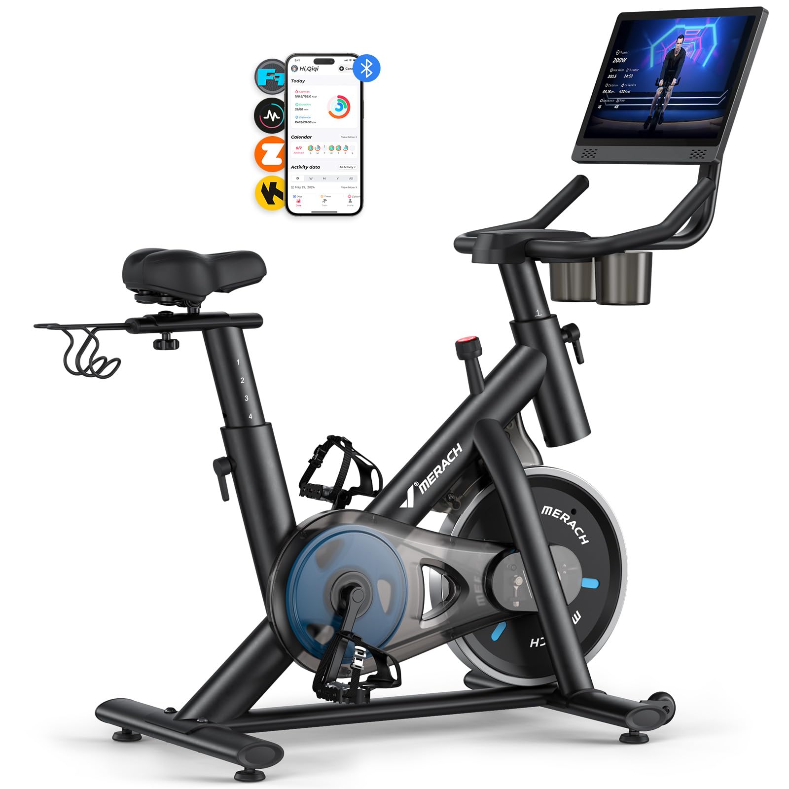 MERACH Heimtrainer Fahrrad mit Magnetischem Widerstand, Hometrainer Fahrrad, Spinning Bike Indoor