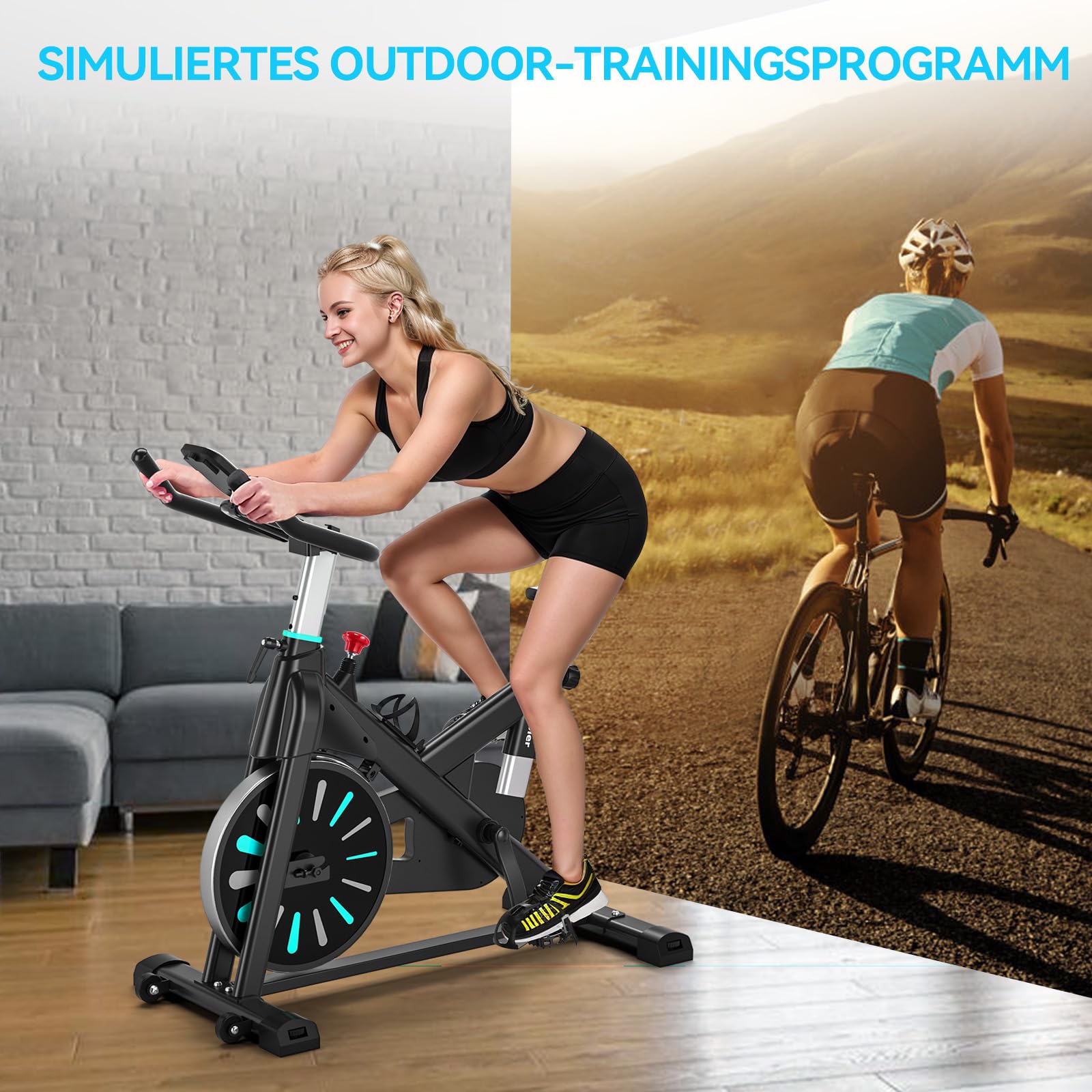 Advamsoler Heimtrainer Fahrrad mit Magnetischem Widerstand, Ergometer Hometrainer Fahrrad mit LCD-Monitor & Tablet-Halter, Leises Inoor Spinning Bike für Cardio-Training zu Hause, Bis 160 KG