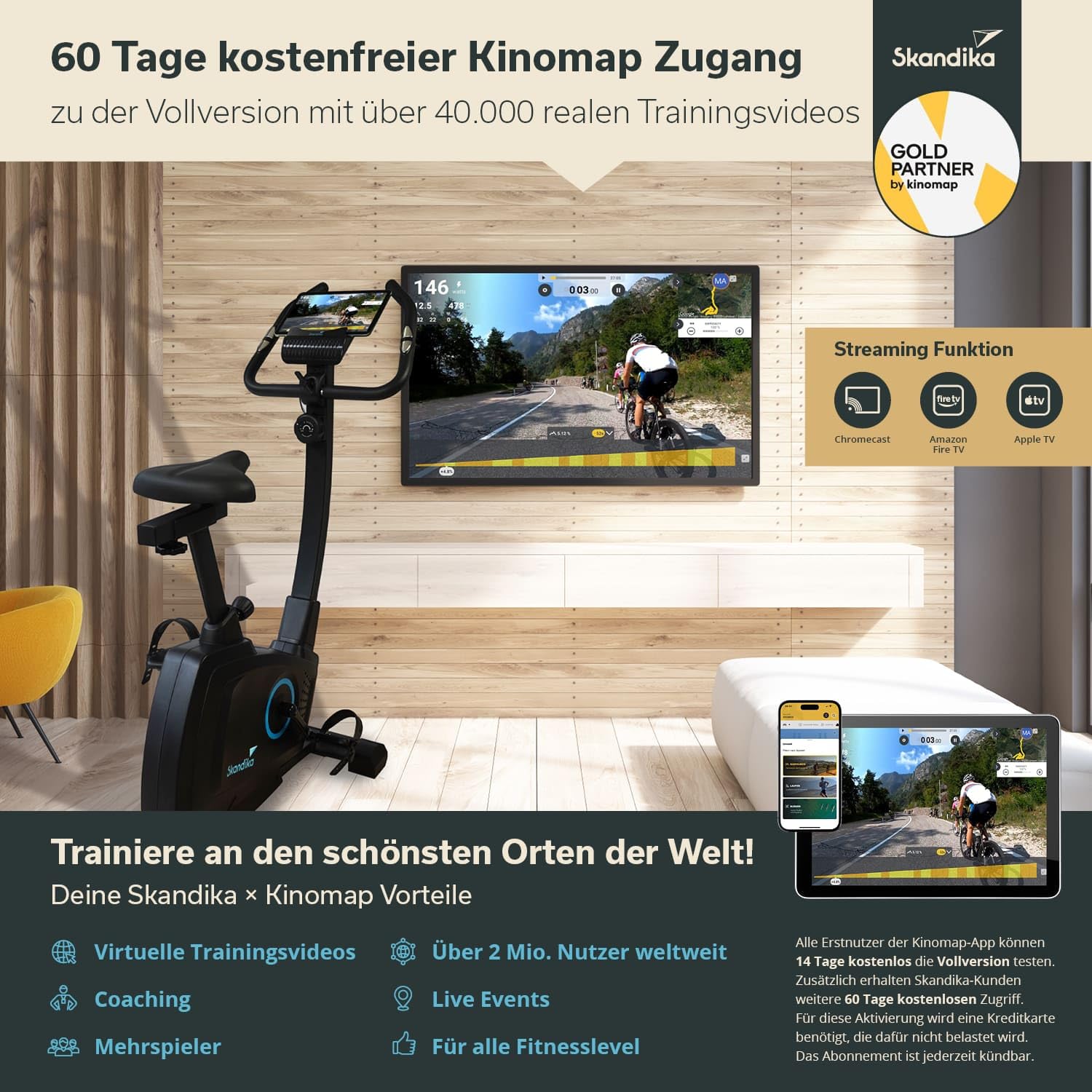 Skandika Heimtrainer Fahrrad Bragi/Cykling P6-H | Fitnessgeräte für zuhause, Fahrradergometer mit Magnetbremssystem, einstellbare Widerstandsstufen | Indoor Bike, Hometrainer, Fitness, Sport
