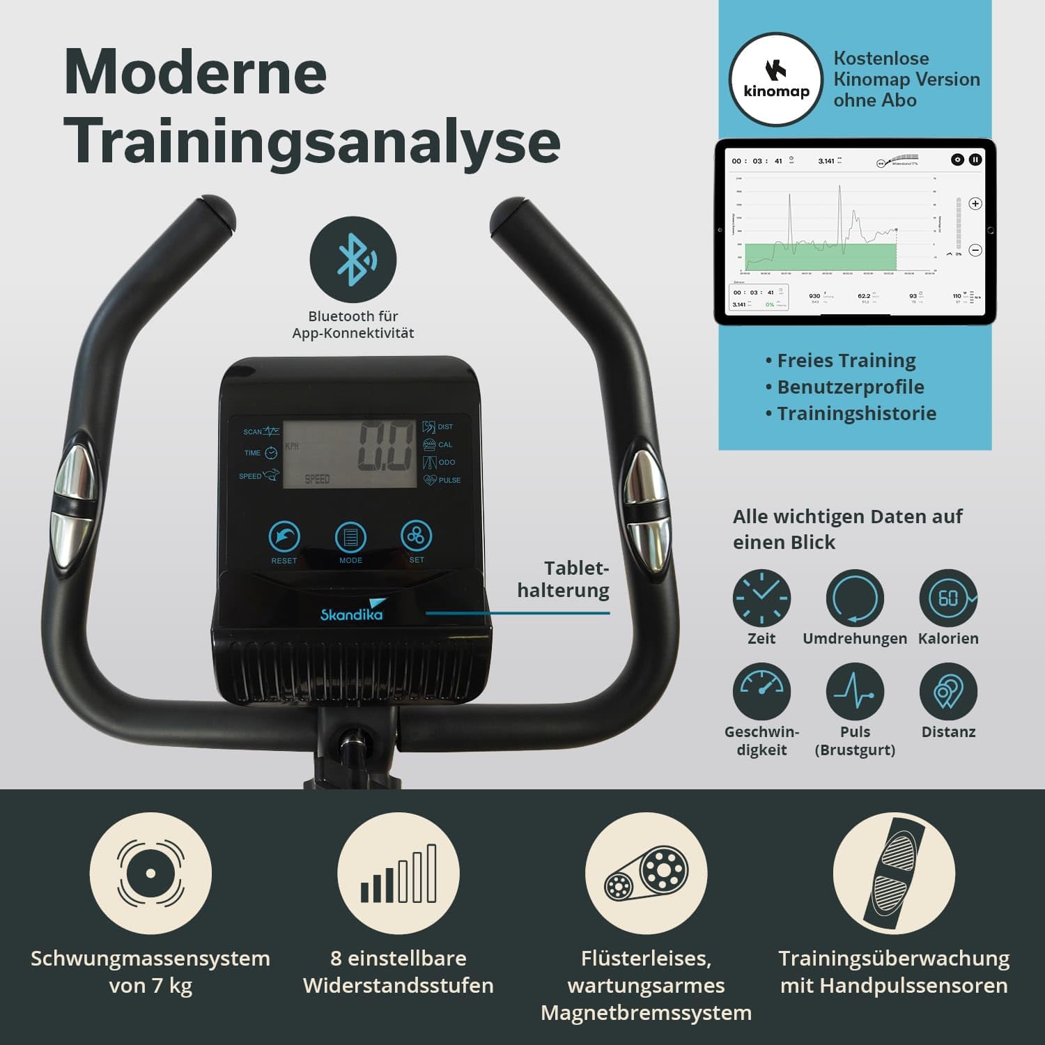 Skandika Heimtrainer Fahrrad Bragi/Cykling P6-H | Fitnessgeräte für zuhause, Fahrradergometer mit Magnetbremssystem, einstellbare Widerstandsstufen | Indoor Bike, Hometrainer, Fitness, Sport