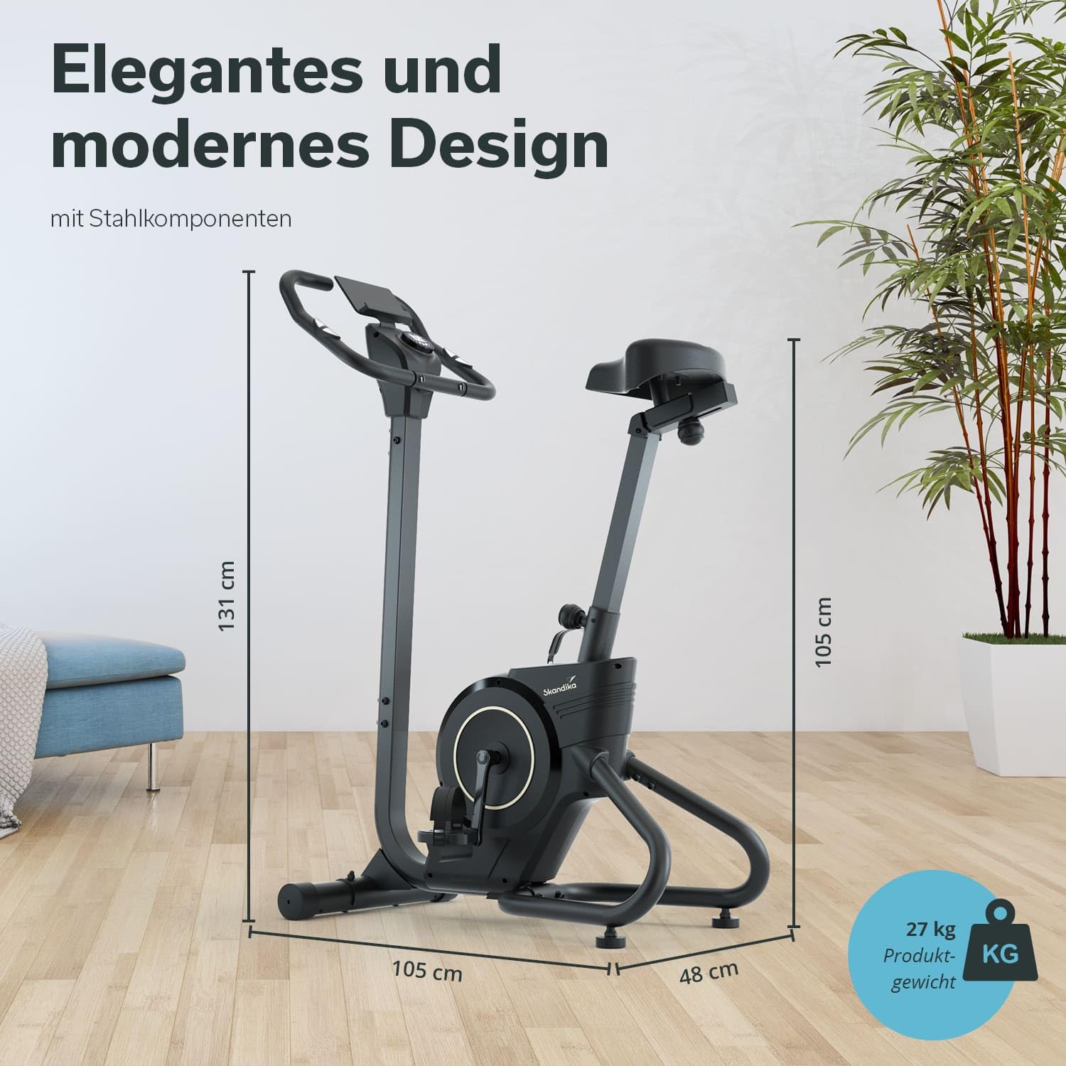 Skandika Heimtrainer Fahrrad Cykling P6-H | Trainingsrad für zuhause, 32 Widerstandsstufen, Handpulssensoren, Bluetooth, Hometrainer Ergometer, Trimmrad, Indoor Bike für Cardio, Sport und Fitness