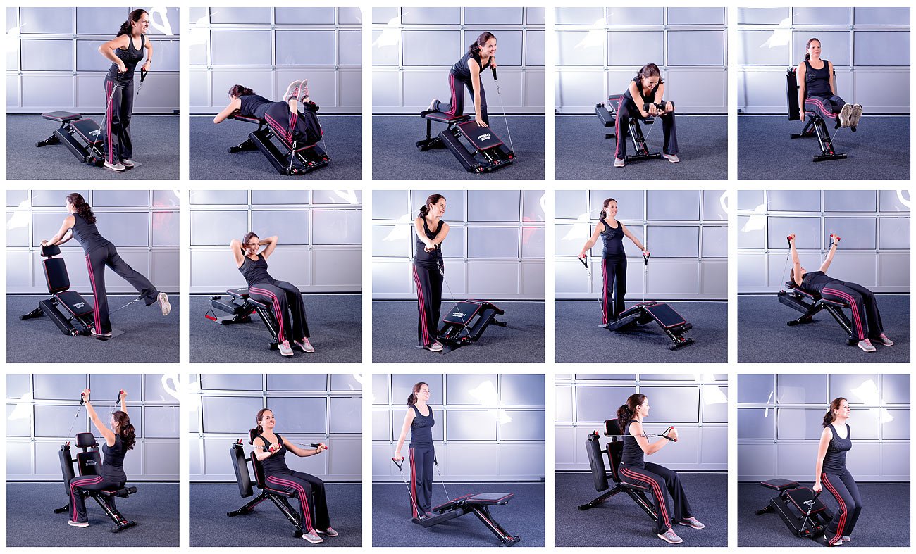 PEARL Sports Ganzkörper Trainer: 40in1 Ganzkörper Krafttrainer HT-640 mit 40 Übungen (Multitrainer, Kraftstation, Multifunktions Hantelbank)