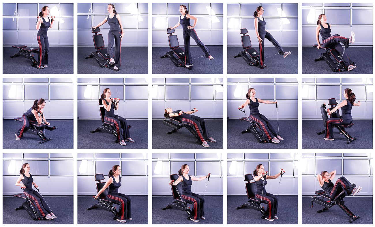 PEARL Sports Ganzkörper Trainer: 40in1 Ganzkörper Krafttrainer HT-640 mit 40 Übungen (Multitrainer, Kraftstation, Multifunktions Hantelbank)
